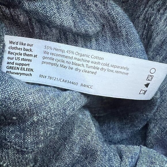 Eileen Fisher Blue Chambray Skirt w/Pockets Banded Pleated Waist Round Hem Sz P - Picture 7 of 7